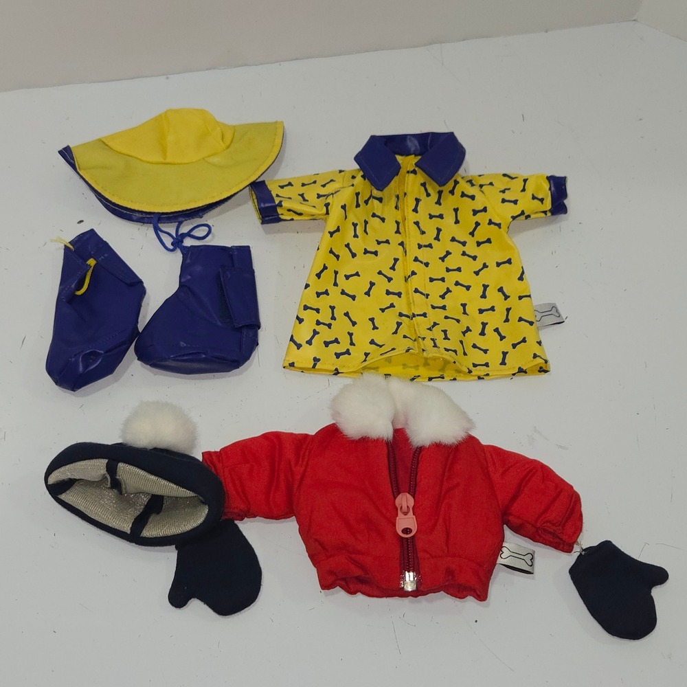 Clifford The Big Red Dog Plush Doll Clothes Lot Raincoat Winter Jacket Hat Boots